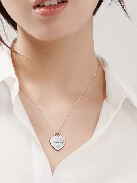 Tiffany & Co. Jewelry - Tiffany & Co. Silver Heart Tag Necklace with Signature Blue